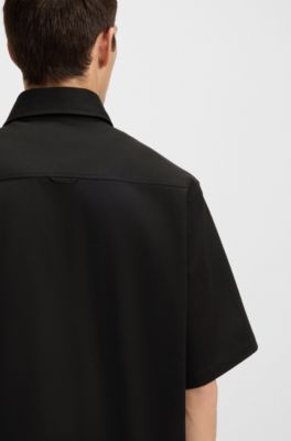 Oversized fit shirt in cotton twill, Black