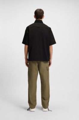 Oversized fit shirt in cotton twill, Black