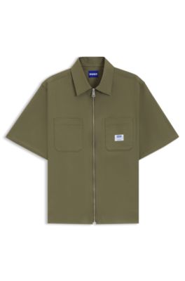 Oversized fit shirt in cotton twill, Light Green