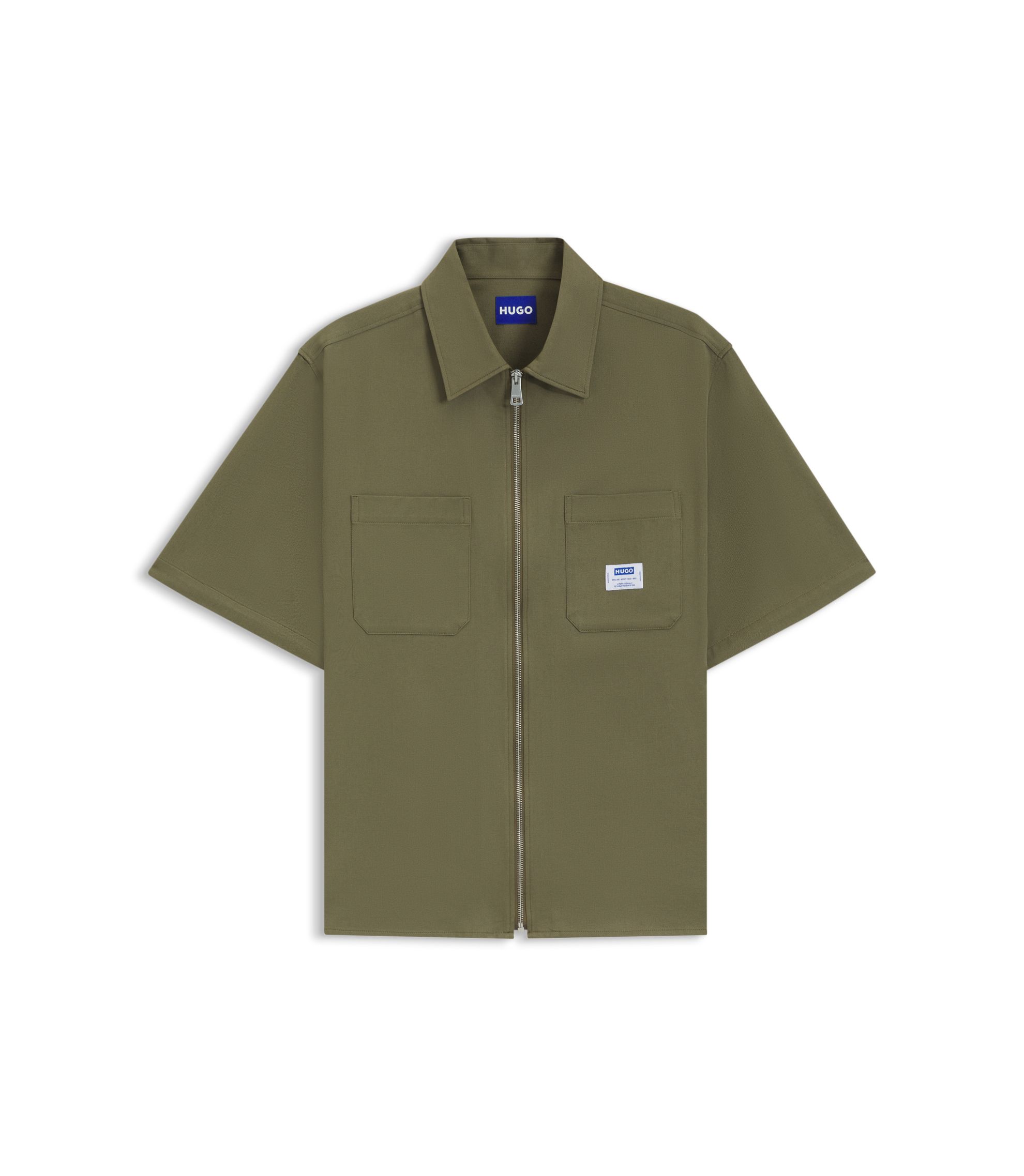 HUGO - Oversized fit shirt in cotton twill - Light Green