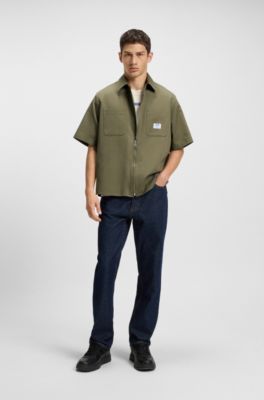 Oversized fit shirt in cotton twill, Light Green