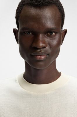 Cotton-silk T-shirt with Prince of Wales check, White