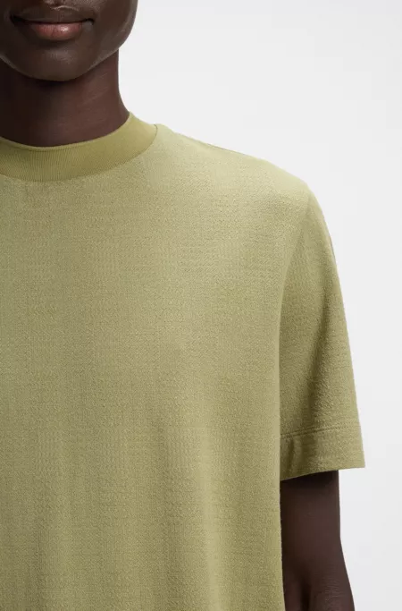 Cotton-silk T-shirt with Prince of Wales check