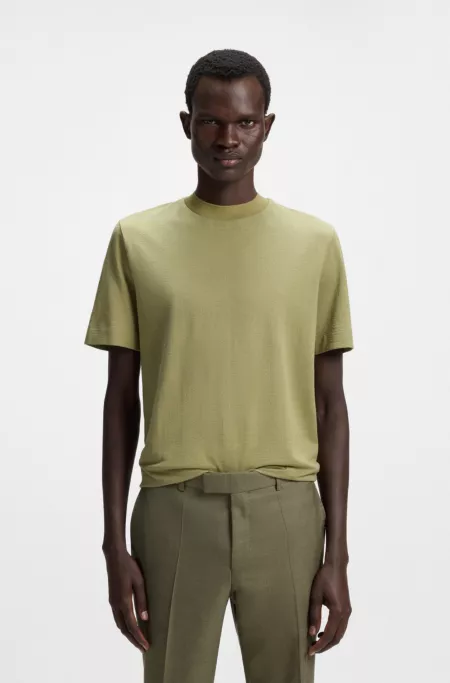 Cotton-silk T-shirt with Prince of Wales check