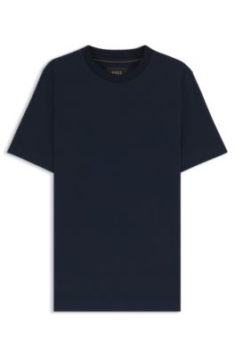 T-shirt en coton et soie &agrave; carreaux prince-de-galles, Bleu fonc&eacute;