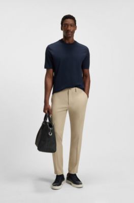 Camiseta de algod&oacute;n y seda con motivo a cuadros Pr&iacute;ncipe de Gales, Azul oscuro