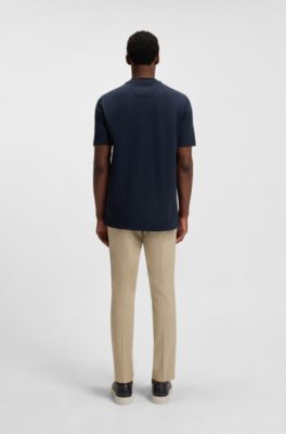 Camiseta de algod&oacute;n y seda con motivo a cuadros Pr&iacute;ncipe de Gales, Azul oscuro