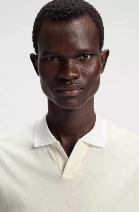 Cotton-silk polo shirt with Johnny collar