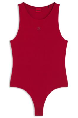 Body de punto el&aacute;stico con logo apilado, Rojo
