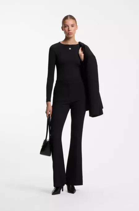 Stretch-jersey top with stacked-logo print