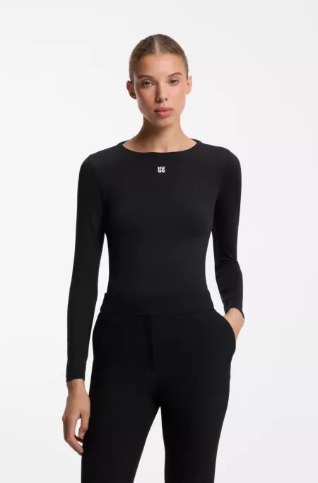 Stretch-jersey top with stacked-logo print