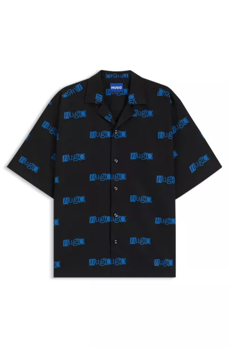 Logo-print relaxed-fit shirt in cotton poplin