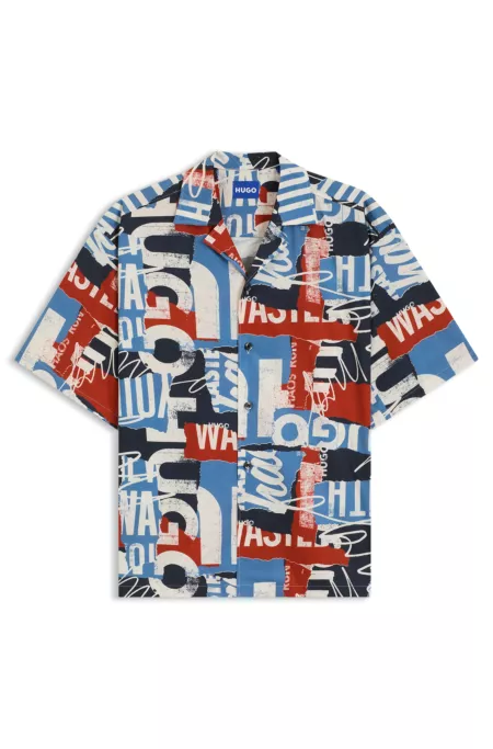Logo-print relaxed-fit shirt in cotton poplin