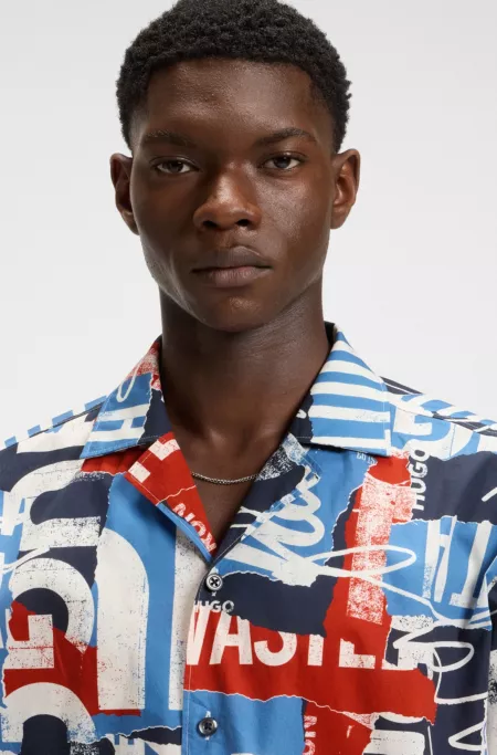 Logo-print relaxed-fit shirt in cotton poplin