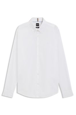 Camisa slim fit con monograma Double&nbsp;B, Blanco