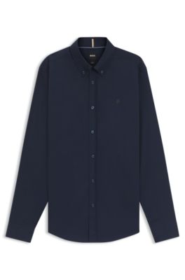 Slim-fit shirt with Double B monogram, Dark Blue