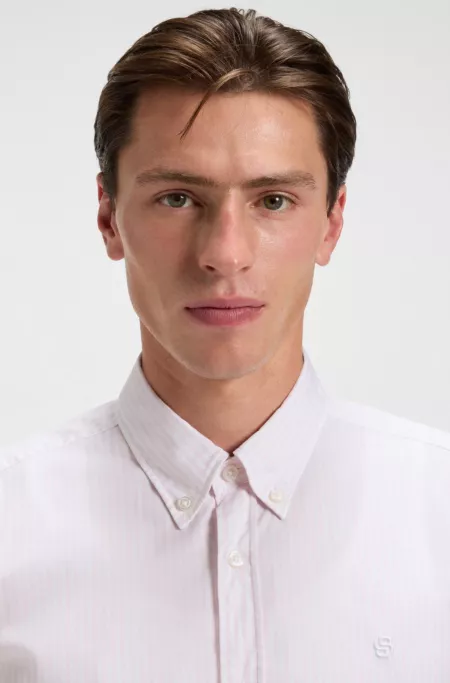 Striped slim-fit shirt in a cotton blend