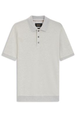 Regular Fit cotton-silk polo shirt with mercerised finish, White