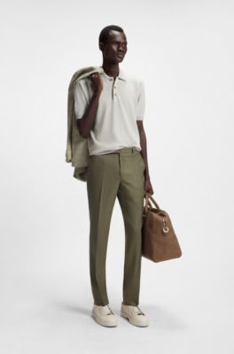 Polo en coton et soie &agrave; la finition merceris&eacute;e, Blanc