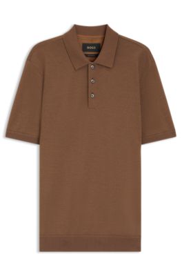 Polo mercerizado de algod&oacute;n y seda, Marr&oacute;n