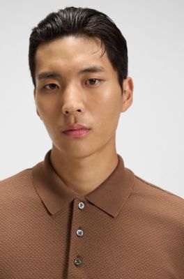 Regular Fit cotton-silk polo shirt with mercerised finish, Brown