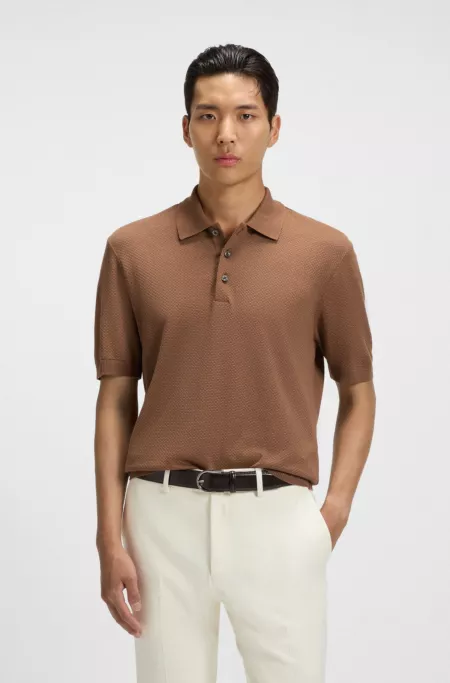 Regular Fit cotton-silk polo shirt with mercerised finish