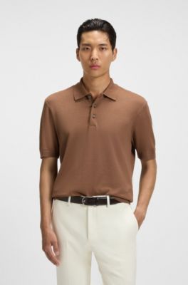 Polo mercerizado de algod&oacute;n y seda, Marr&oacute;n