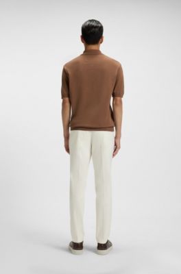 Regular Fit cotton-silk polo shirt with mercerised finish, Brown