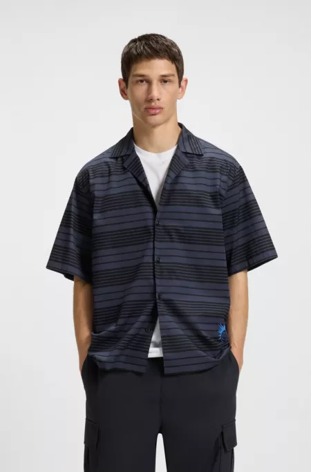 Striped relaxed-fit shirt in cotton poplin