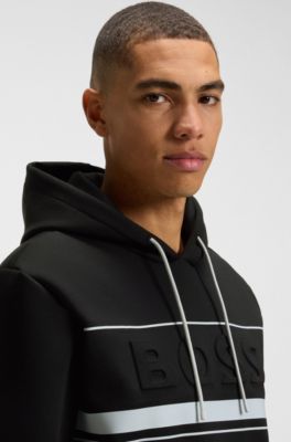 Stripe-detail hoodie a cotton blend