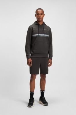 Sudadera con capucha de algod&oacute;n con detalles de rayas, Gris oscuro