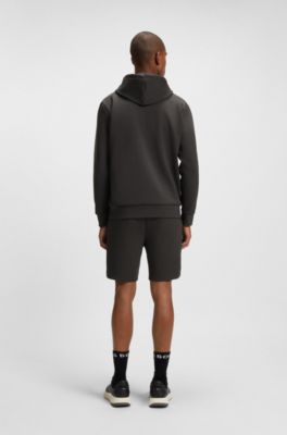 Sudadera con capucha de algod&oacute;n con detalles de rayas, Gris oscuro