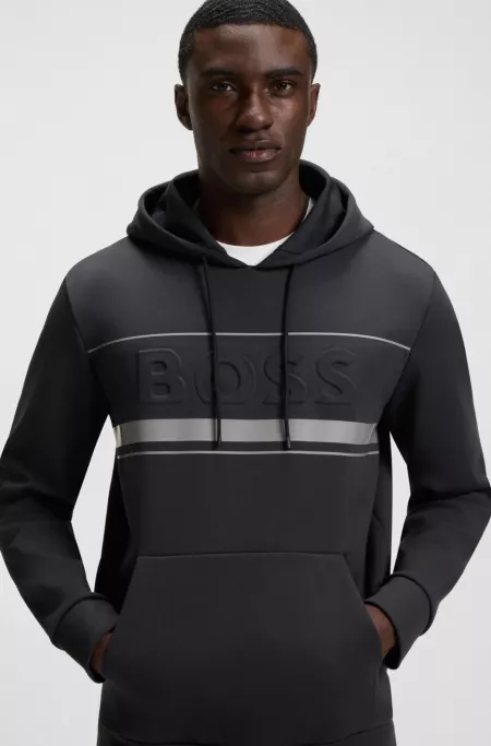 Stripe-detail hoodie in a cotton blend