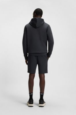 Sudadera con capucha de algod&oacute;n con detalles de rayas, Azul oscuro