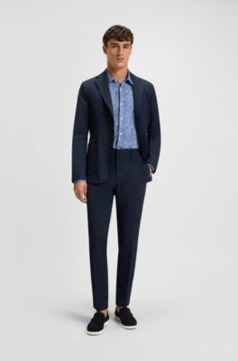 Slim-fit shirt in Italian-made performance-stretch fabric, Light Blue