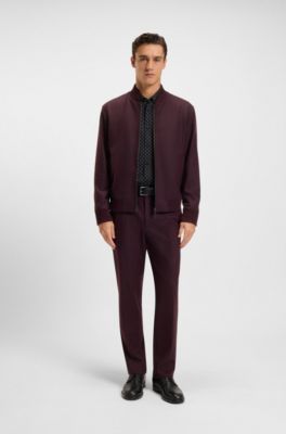 Chemise Slim imprim&eacute;e en tissu italien stretch performant, Noir