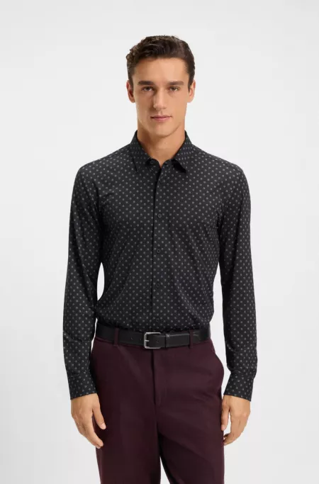 Performance-stretch slim-fit shirt in Italian fabric