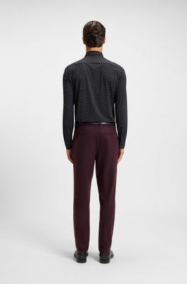 Chemise Slim imprim&eacute;e en tissu italien stretch performant, Noir