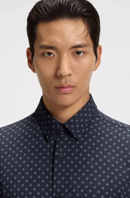 Performance-stretch slim-fit shirt in Italian fabric