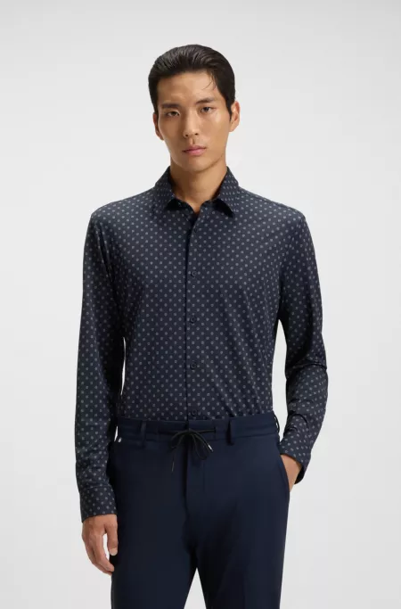 Performance-stretch slim-fit shirt in Italian fabric