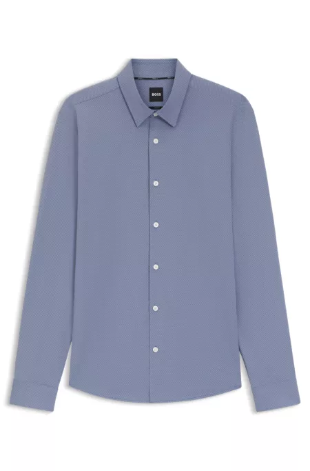 Performance-stretch slim-fit shirt in Italian jacquard