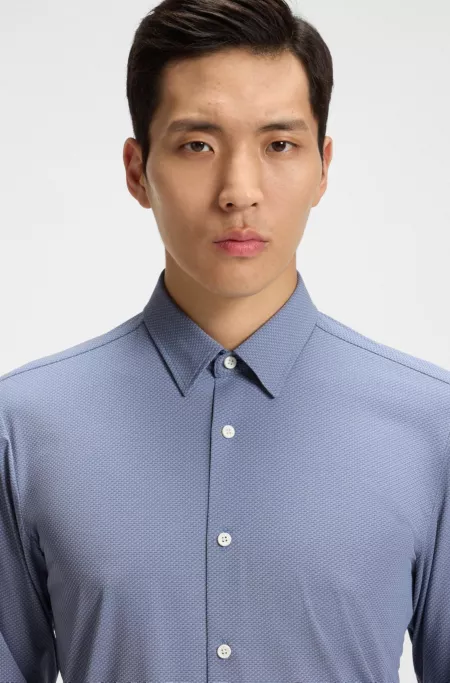 Performance-stretch slim-fit shirt in Italian jacquard