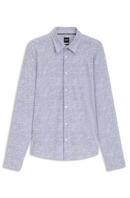 Printed slim-fit shirt in performance-stretch jersey