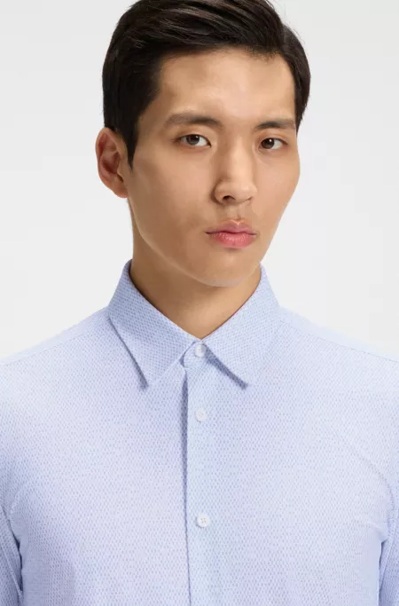 Printed slim-fit shirt in performance-stretch jersey