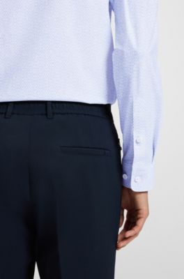 Camisa slim fit en punto t&eacute;cnico el&aacute;stico estampado, Celeste