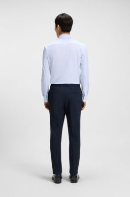 Camisa slim fit en punto t&eacute;cnico el&aacute;stico estampado, Celeste