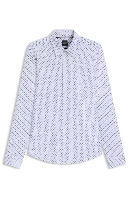 Printed slim-fit shirt in performance-stretch jersey