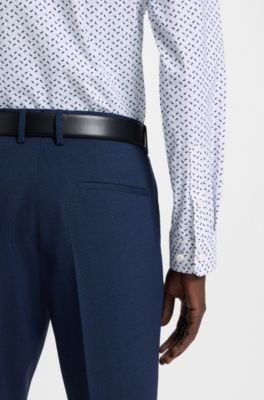 Camisa slim fit en punto t&eacute;cnico el&aacute;stico estampado, Celeste