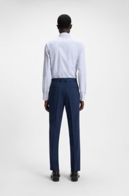 Camisa slim fit en punto t&eacute;cnico el&aacute;stico estampado, Celeste