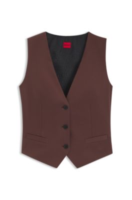 Chaleco regular fit en tejido el&aacute;stico, Marr&oacute;n oscuro